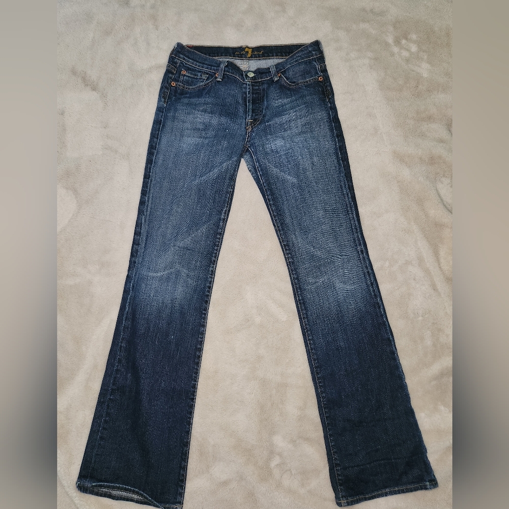 7 For All Mankind Dark Blue Boy Cut Jeans. Womens Size 29